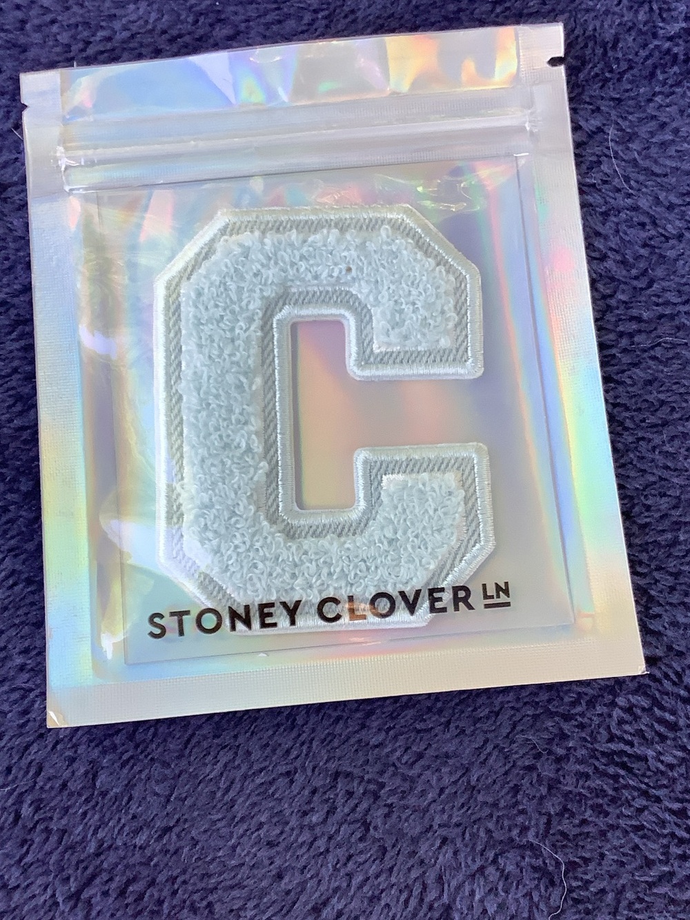 Stoney Clover Lane White Chenille Letter C Patch